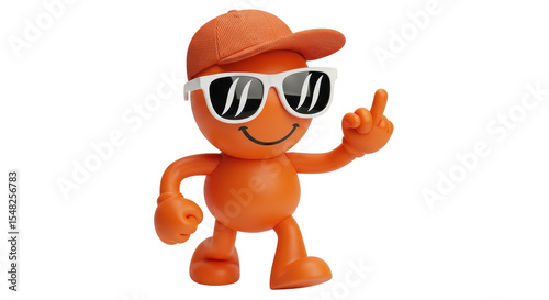 Isolated Orange Cartoon Character with Sunglasses