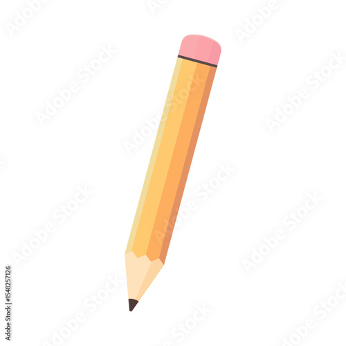 Vector illustration of a classic yellow pencil on white background – perfect for back to school themes, children's education, office stationery, business designs, seasonal projects, and knowledge day 