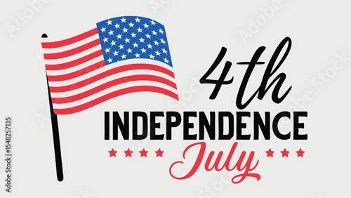 American flag and independence day lettering with stars and july text illustration design
