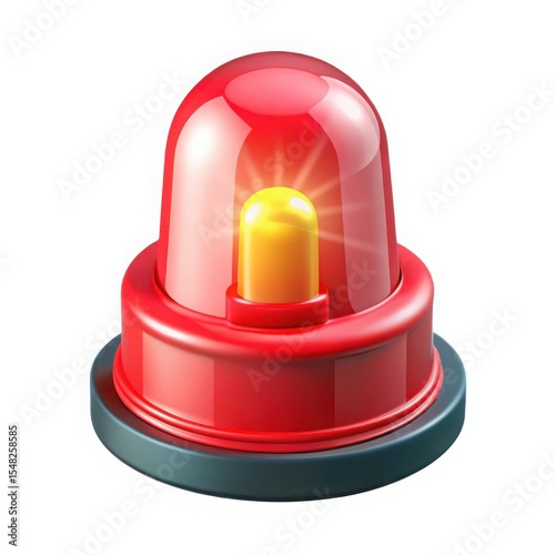 Red Emergency Light Icon, Warning Signal