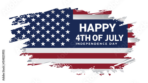 American flag with a grunge effect and happy fourth of july independence day text overlay design