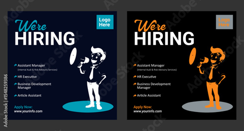 Vector we are hiring job vacancy social media post banner design