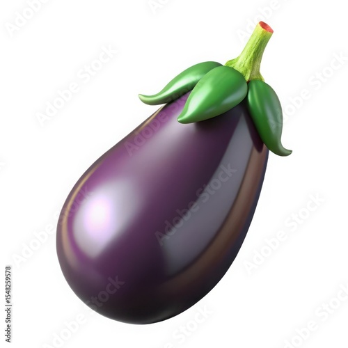 Vibrant 3D Illustration of a Cartoon Eggplant