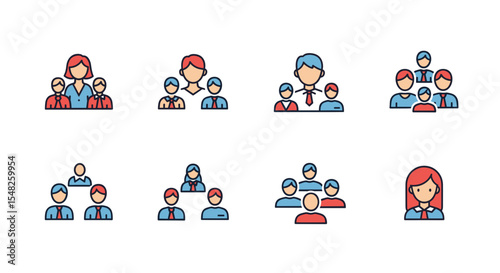 Explore team management icons for business collaboration and leadership development in a professional setting