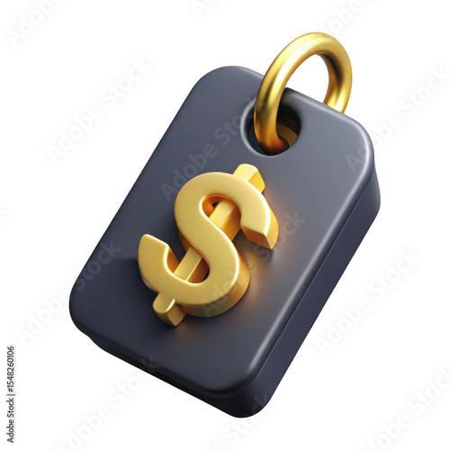 3d rendered gold dollar sign price tag