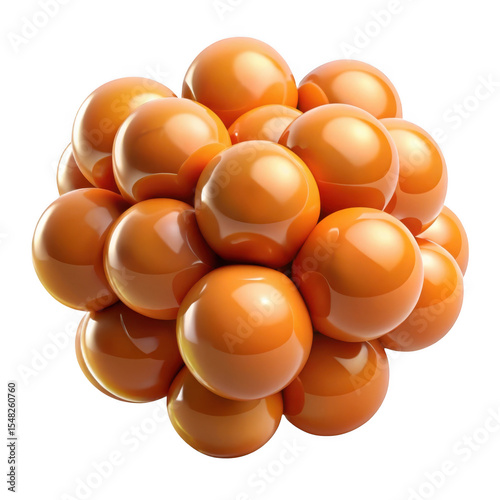 3d rendered cluster of amber spheres