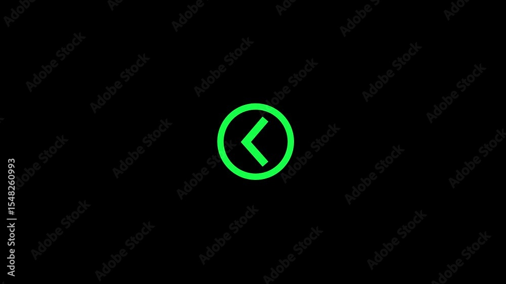 Next button arrow icon. Directional arrow flat style moving animation with black color background.