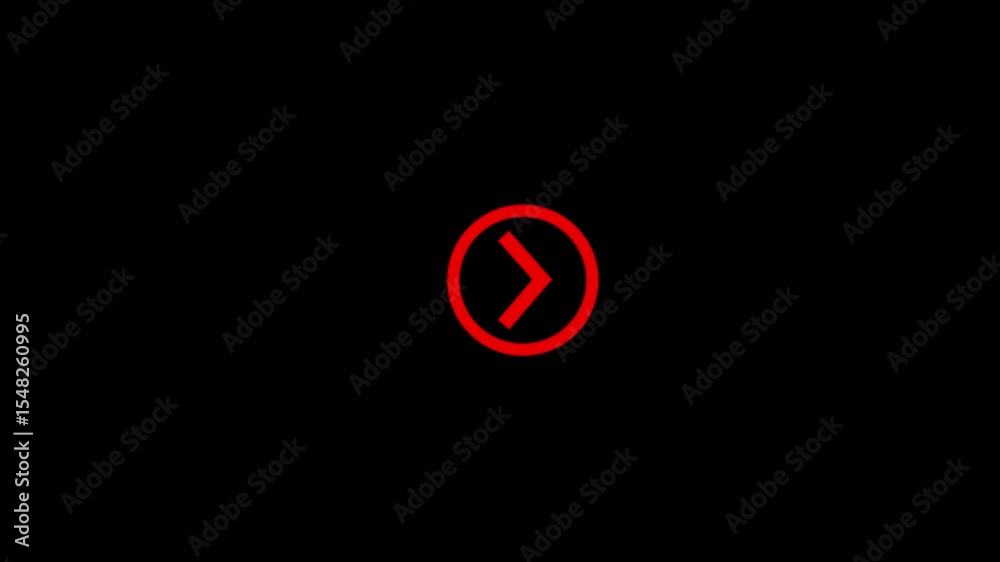 Next button arrow icon. Directional arrow flat style moving animation with black color background.