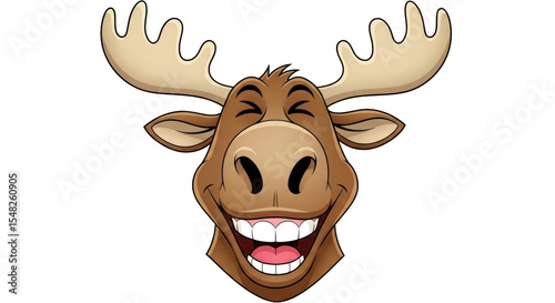 Isolated Funny Moose Head