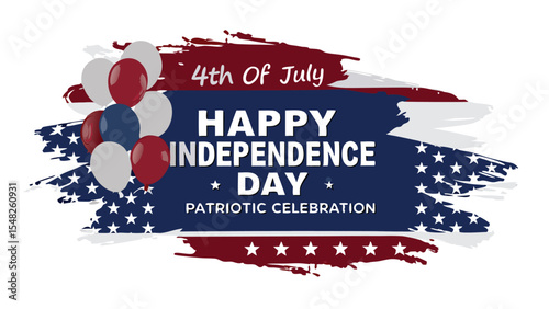 A patriotic celebration of independence day with balloons and stars in red white and blue colors