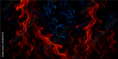 Abstract red light blue smoke and flame patterns create a dark, fiery background with a burning motion design (1)