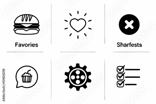 Symbols for burger heart cupcake gear checklist and more