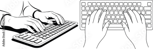 Keyboard Typing Coloring Pages, Printable Hand Position Practice for Kids and Students