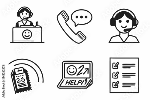 Customer service and support icons isolated on white background