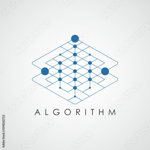 Algorithm icon vector design, Analysis data engineering sign, Technology and AI concept symbol