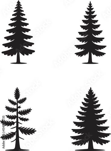 Black silhouette pine trees