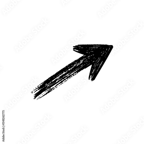 Upward Right Arrow – Hand Drawn with Smooth Brush Stroke, Vector Illustration