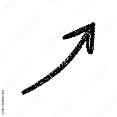 Upward Right Arrow – Hand Drawn with Smooth Brush Stroke, Vector Illustration