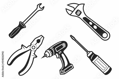 Hand tools isolated on white background for construction and repair