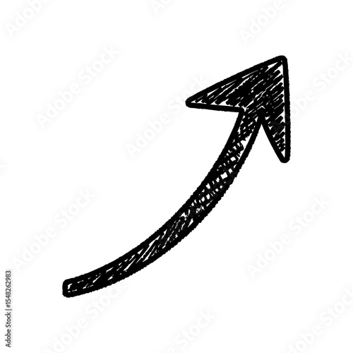 Upward Right Arrow – Hand Drawn with Smooth Brush Stroke, Vector Illustration