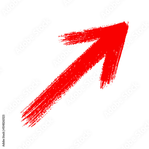 Upward Right Arrow – Hand Drawn with Smooth Brush Stroke, Vector Illustration