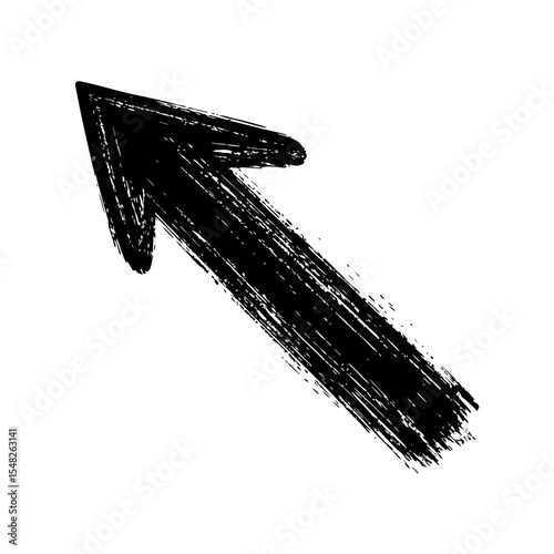 Upward Right Arrow – Hand Drawn with Smooth Brush Stroke, Vector Illustration