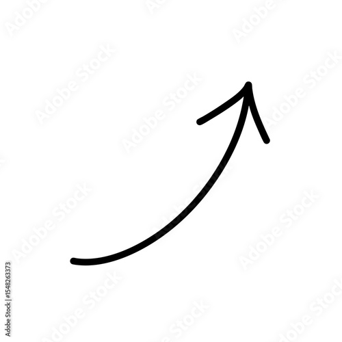 Upward Right Arrow – Hand Drawn with Smooth Brush Stroke, Vector Illustration