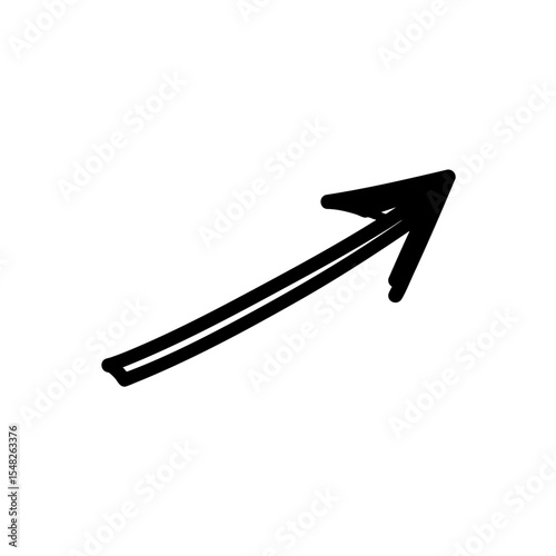 Upward Right Arrow – Hand Drawn with Smooth Brush Stroke, Vector Illustration