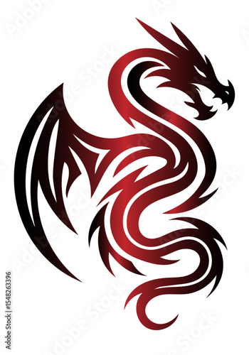 Drache – Mystisches Drachenmotiv im stilisierten Tribal-Stil