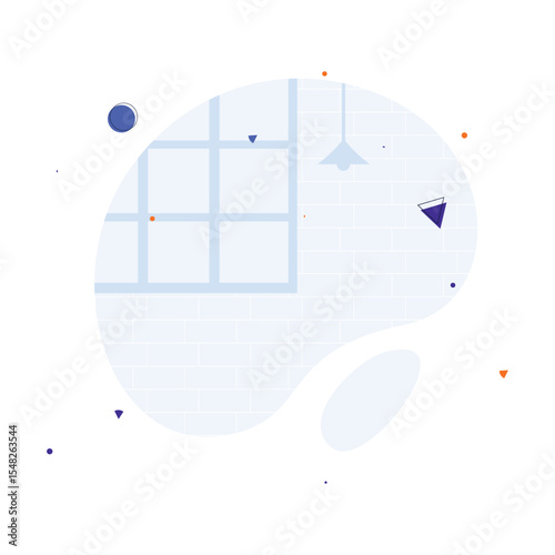 Minimal Abstract Interior Scene with Window – Vector Illustration for UI Backgrounds and Creative Layouts
