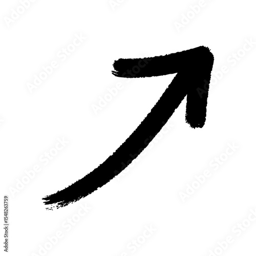 Upward Right Arrow – Hand Drawn with Smooth Brush Stroke, Vector Illustration