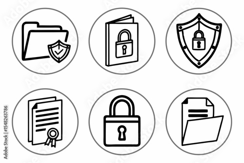 Security and protection icons isolated on white background