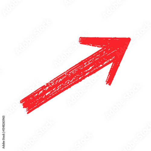 Upward Right Arrow – Hand Drawn with Smooth Brush Stroke, Vector Illustration
