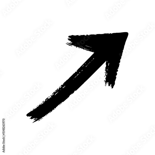 Upward Right Arrow – Hand Drawn with Smooth Brush Stroke, Vector Illustration