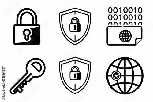 Security icons show data protection and internet privacy