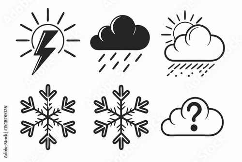 Weather forecast icons isolated on white background