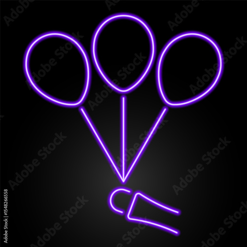 balloons neon sign, modern glowing banner design, colorful modern design trends on black background. Vector illustration.