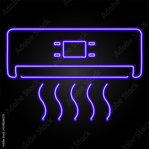 air conditioner neon sign, modern glowing banner design, colorful modern design trends on black background. Vector illustration.