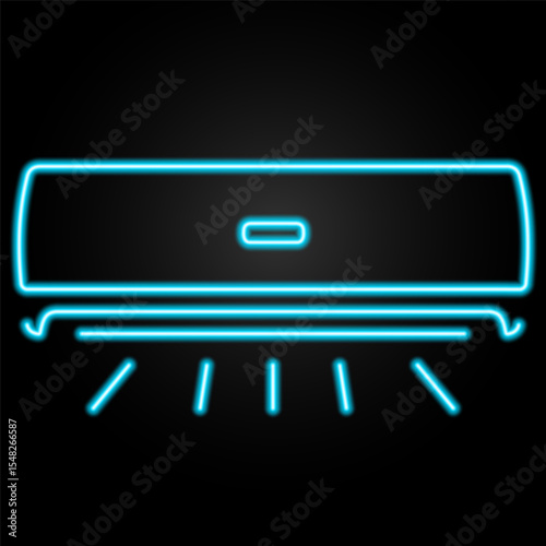 air conditioner neon sign, modern glowing banner design, colorful modern design trends on black background. Vector illustration.