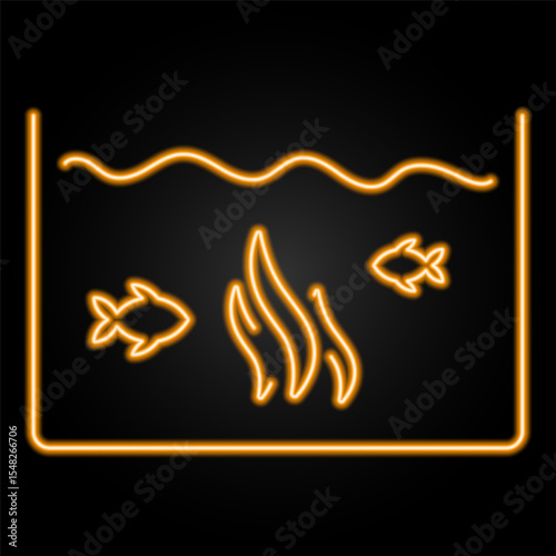 aquarium neon sign, modern glowing banner design, colorful modern design trends on black background. Vector illustration.