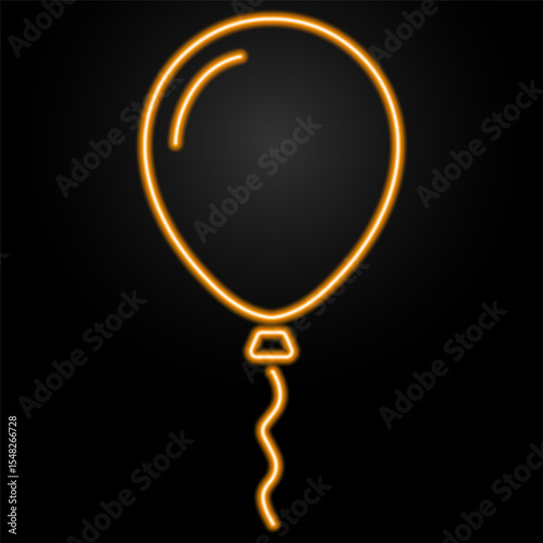 balloons neon sign, modern glowing banner design, colorful modern design trends on black background. Vector illustration.