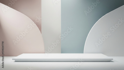 Abstract white interior with empty walls and modern architecture