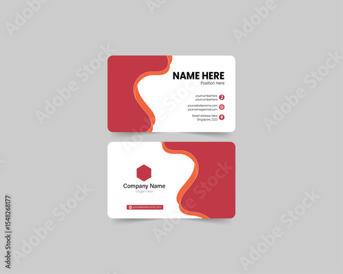 Creative Abstract Red Wave Business Card Layout Template for Modern Artistic Branding and Stylish Personal Identity