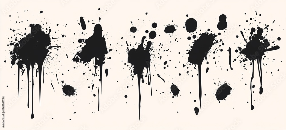 Fototapeta premium Black ink splatters on white background