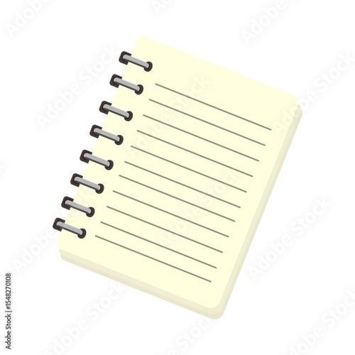 Vector illustration of a notebook on white background – back to school and office supply concept, perfect for children's education, seasonal promotions, business use, and knowledge day designs