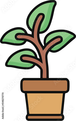 Vibrant potted plant with green leaves a charming illustration for nature blogs websites and home decor designs