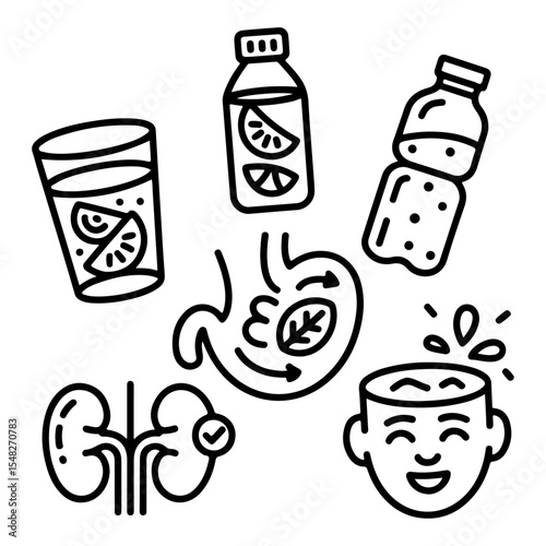 Detox Cleanse Line Icon Set High Quality Minimalist Health Icons  