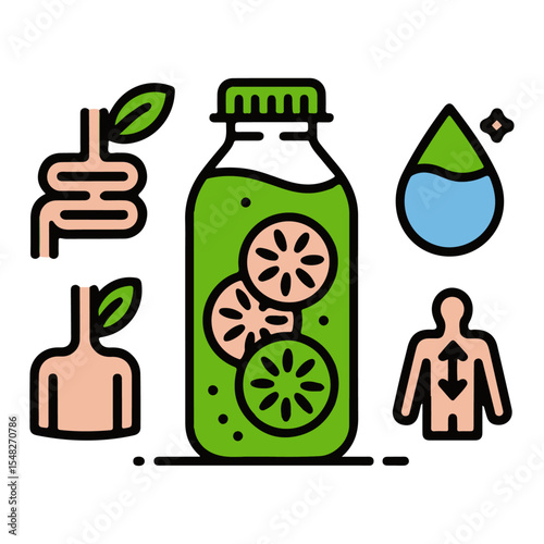Detox Cleanse Line Icon Set High Quality Minimalist Health Icons  