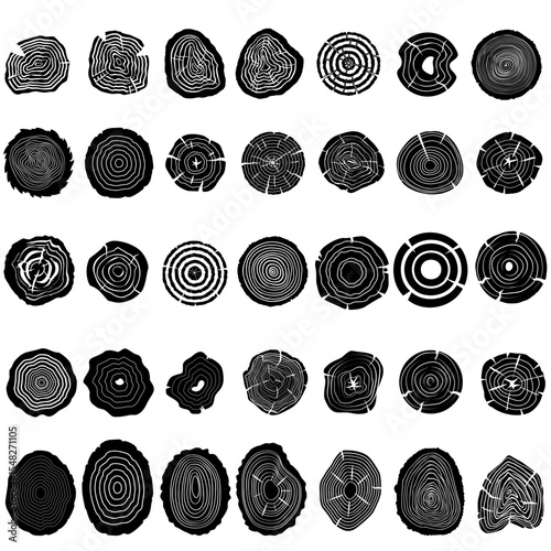 Wood slice icon vector set. Wood Rings illustration sign collection. Tree symbol. Sawmill logo.