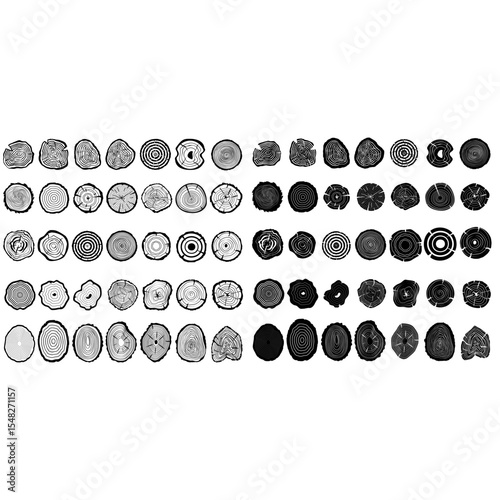 Wood slice icon vector set. Wood Rings illustration sign collection. Tree symbol. Sawmill logo.